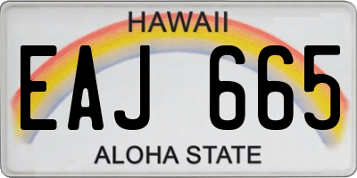 HI license plate EAJ665