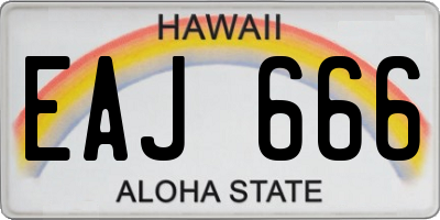 HI license plate EAJ666