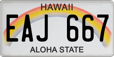 HI license plate EAJ667