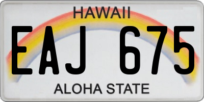 HI license plate EAJ675