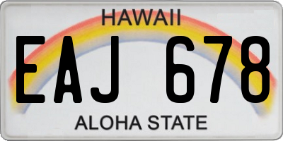 HI license plate EAJ678
