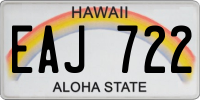 HI license plate EAJ722