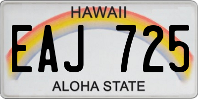 HI license plate EAJ725