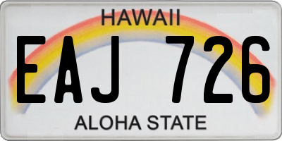 HI license plate EAJ726