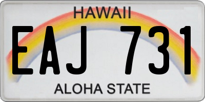 HI license plate EAJ731