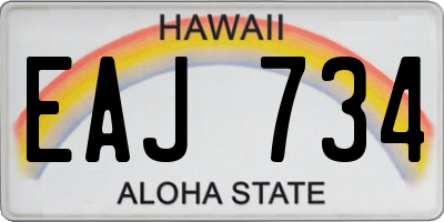 HI license plate EAJ734