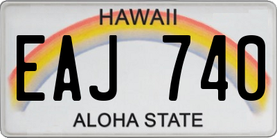 HI license plate EAJ740