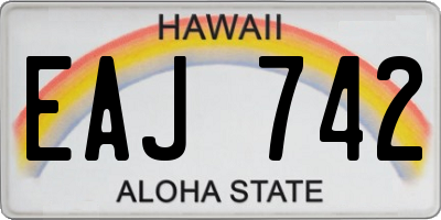 HI license plate EAJ742