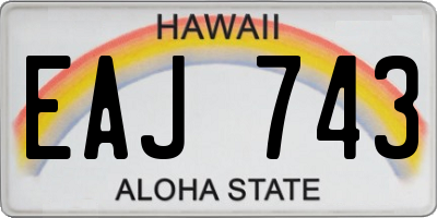 HI license plate EAJ743