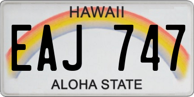 HI license plate EAJ747