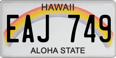 HI license plate EAJ749