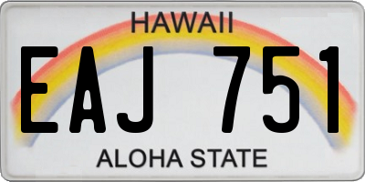 HI license plate EAJ751