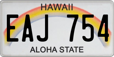 HI license plate EAJ754