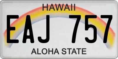 HI license plate EAJ757