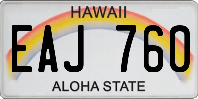 HI license plate EAJ760