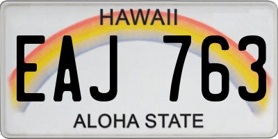 HI license plate EAJ763