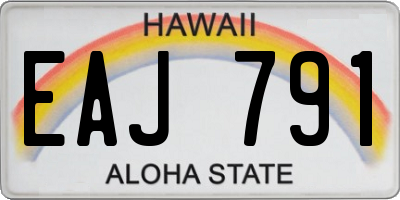 HI license plate EAJ791