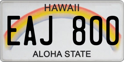 HI license plate EAJ800