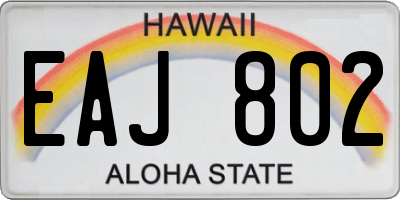 HI license plate EAJ802