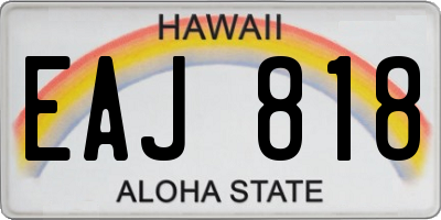 HI license plate EAJ818