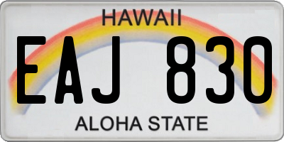 HI license plate EAJ830