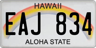 HI license plate EAJ834