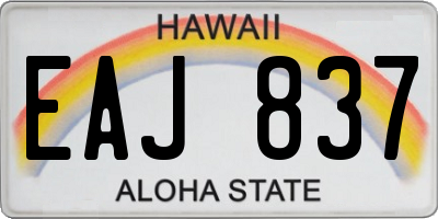 HI license plate EAJ837