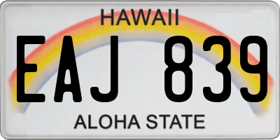 HI license plate EAJ839