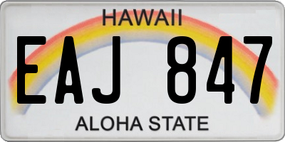 HI license plate EAJ847