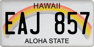 HI license plate EAJ857