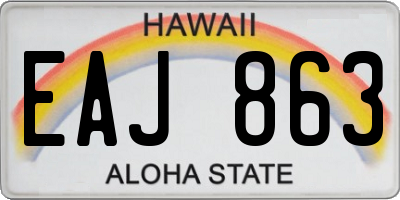 HI license plate EAJ863