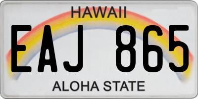 HI license plate EAJ865