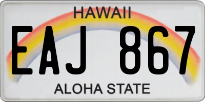 HI license plate EAJ867