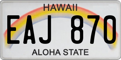 HI license plate EAJ870