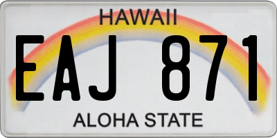 HI license plate EAJ871