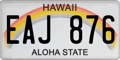 HI license plate EAJ876