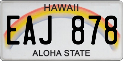 HI license plate EAJ878