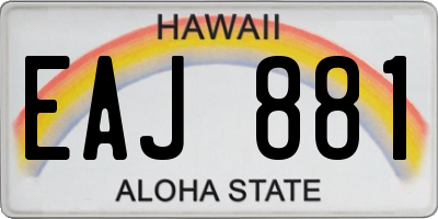 HI license plate EAJ881