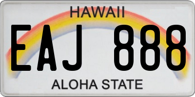 HI license plate EAJ888