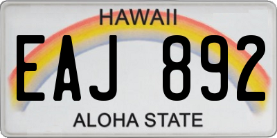 HI license plate EAJ892