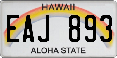 HI license plate EAJ893