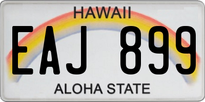 HI license plate EAJ899