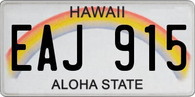 HI license plate EAJ915