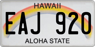 HI license plate EAJ920