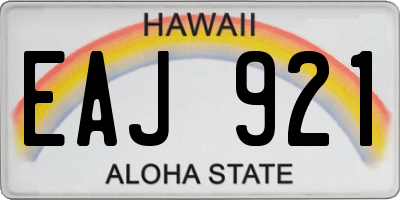 HI license plate EAJ921