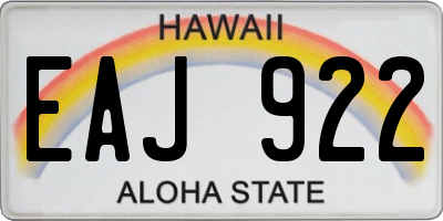HI license plate EAJ922
