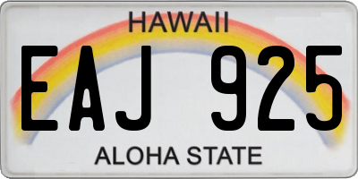 HI license plate EAJ925