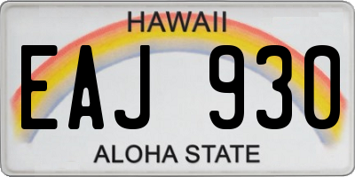 HI license plate EAJ930