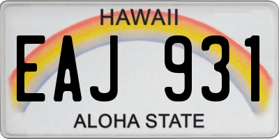 HI license plate EAJ931