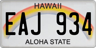HI license plate EAJ934